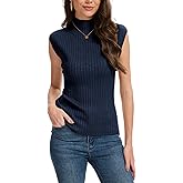 Breezy Lane Sleeveless Mock Neck Tops for Women Sweater Vest Mock Turtlenecks Knit Vests