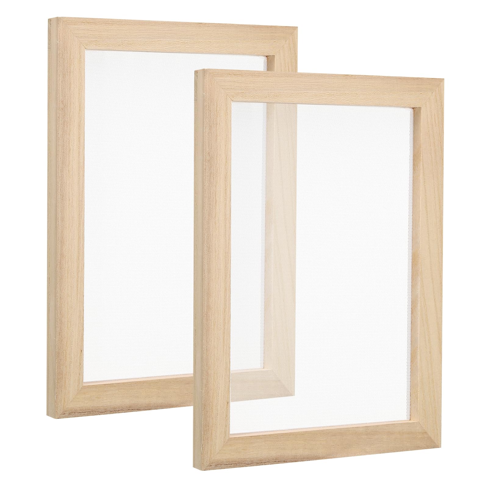 PATIKIL 2 Pack 9.8"x7.5" A5 Wooden Paper Making Screen, DIY Paper Craft Tool, Dried Flower Handcraft