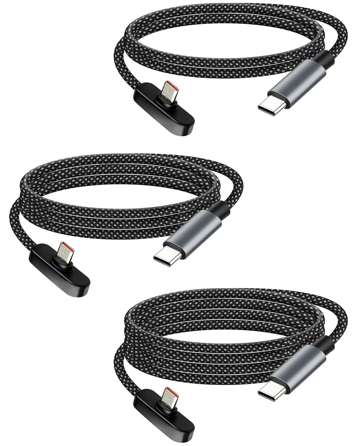 RIIEYOCA 60W USB C auf USB C Kabel, 3er-Pack (1m/1,5m/2m) 90 Grad Winkel USB-C Kabel 3A Schnellladekabel, Typ C auf C Ladekabel, kompatibel mit Smartphone, Tablet, Laptop, Carplay
