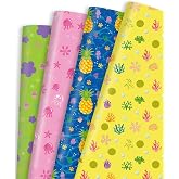 Pineraap Yellow Cartoon Wrapping Paper 12 Sheets Under The Sea Tropical Ocean Theme with Pineapple Jellyfish Seaweed for Birthday Party Baby Shower Supplies, 20"x28" Gift Wrap Paper