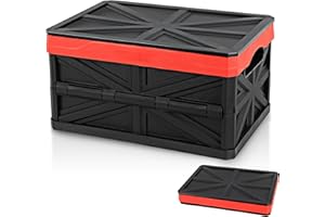ORIENTOOLS 30L Foldable Storage Crate - Durable, Space-Saving Organizer for Home, Office & Travel, 17x12x9 Inches, PP Material Red & Black