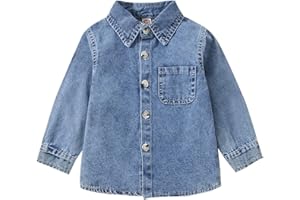 Toddler Boys Fall Shirt Coats Jacket Denim Long Sleeve Kids Turn Down Collar Button Tops Padded Coats for Kids