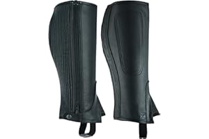 LuxHide Unisex Adult Top Grain Cow Hide Leather Half Chaps Black and Brown