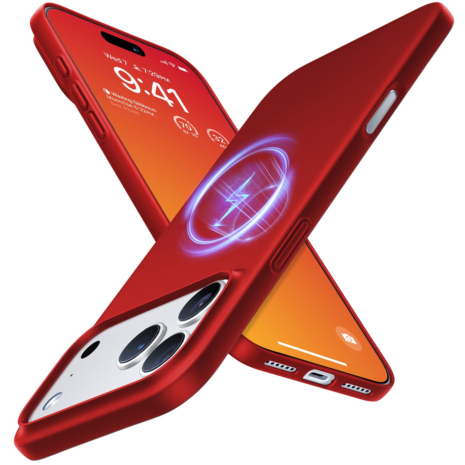 Photo 1 of TORRAS Magnetic Slim Fit for iPhone 17 Pro Case 6.3 inch, Ultra-Thin, Compatible with MagSafe, Lightweight Matte Anti-Scratch Hard PC Cover Phone Case for iPhone 17 Pro OriginFit, Red