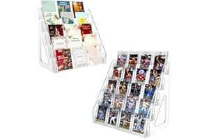 BOTYBOTY 2 Pack Trading Card Display Stand, Greeting Card Display Stand, Cards Stands for Sports Baseball Graded Psa Slab Cards Displays Stands, Bookmark Postcard Sticker Holder Displays Standed Shelf, 5 Tier