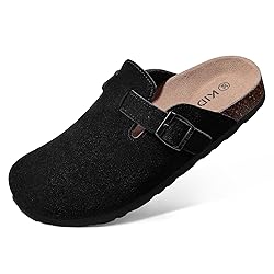 KIDMI Women's Genuine Suede Clogs Cork Footbed