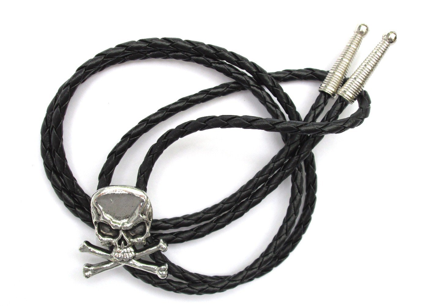 Dangerous Threads Western Bolo Tie with Skull & Crossbones Ornament; Antiqued Finish, Metal, One size