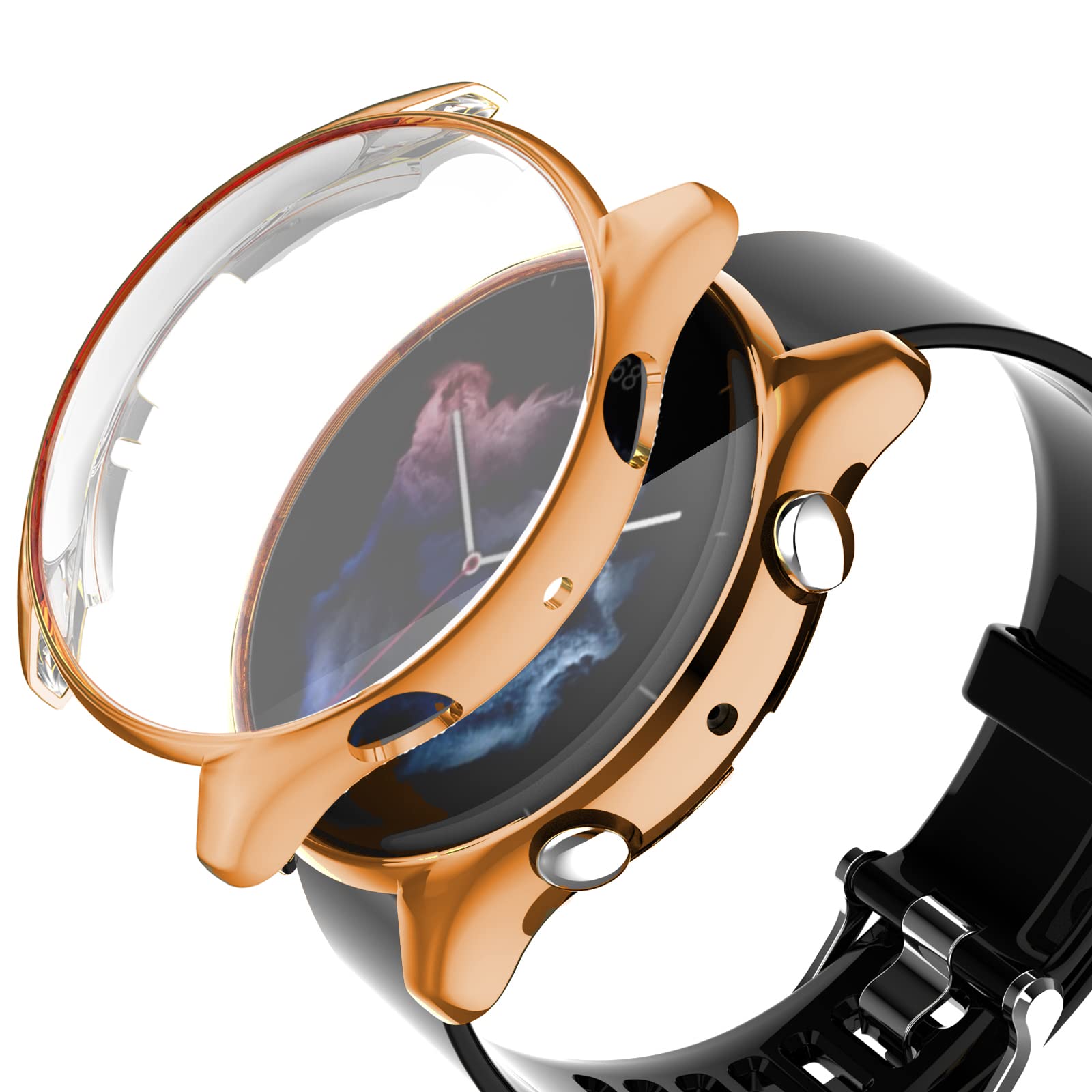 Miimall Case Compatible with Amazfit GTR 3/GTR 3 Pro, Shockproof HD Soft TPU Screen Protector Bumper Protective Shell All-Around Protective Case Cover for Amazfit GTR 3/GTR 3 Pro-Rose Gold