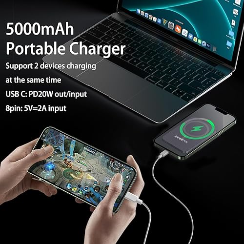 LUCKYDUO Mini Power Bank 5000mAh, 3 IN 1 Portable Charger, Fast