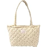 Floral Quilted Cotton Shoulder Bag for Women Daily Use Medium Size Handbag Large Capacity Thickened Design Tote