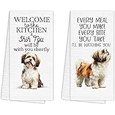 EGBTL Funny Shih Tzu Kitchen Towels Set of 2, Dog Hand Towels for Kitchen Decor, Shih Tzu for Women Dog Lovers Owners, Gifts forDog Mom Dishcloths Dish Towel 16X24 Inches