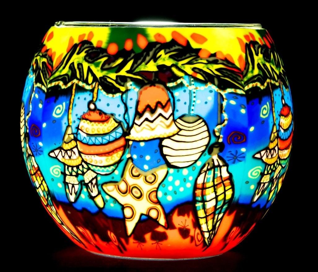 Milford Christmas Decor Colourful Glass Nightlight - Festive Christmas Decoration Candle Holder