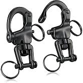 RiaYer Black Quick Release Snap Shackle, 316 Stainless, 2-Pack 2-3/4in | Marine grade swivel eye clevis, heavy duty boat sailboat rigging hardware, 2400 lbs breaking strength, halyard spinnaker