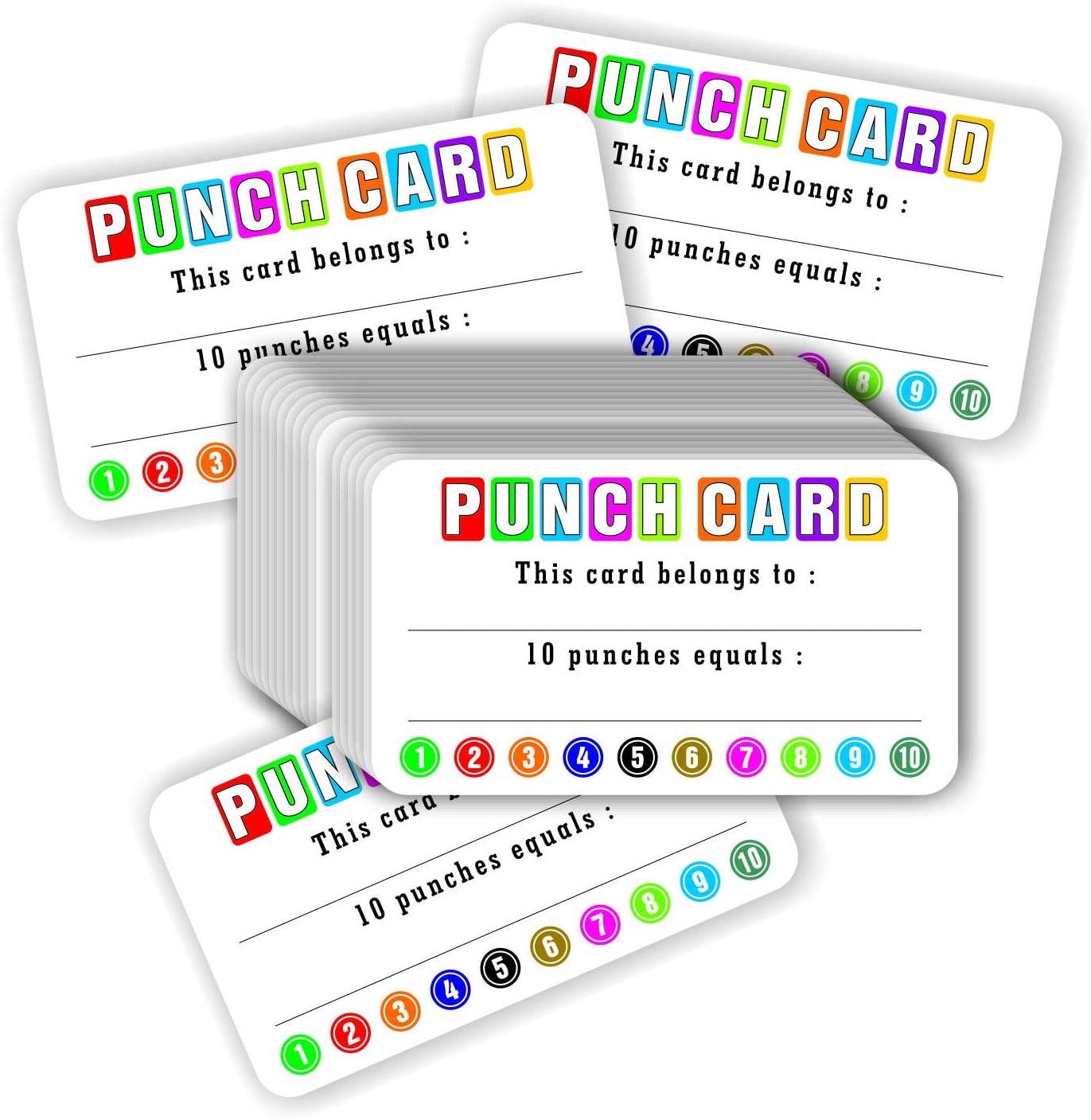 Punch Cards (Pack of 100) Incentive Loyalty Reward Card for Classroom Business Kids Behavior Students Teachers - 3.5" x 2" Inches: Arts, Crafts & Sewing