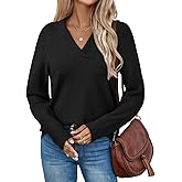 LILLUSORY V Neck Lightweight Sweaters for Women Fall Fashion 2025 Outfits Pullover Tops Trendy Tunic Long Sleeve Tops