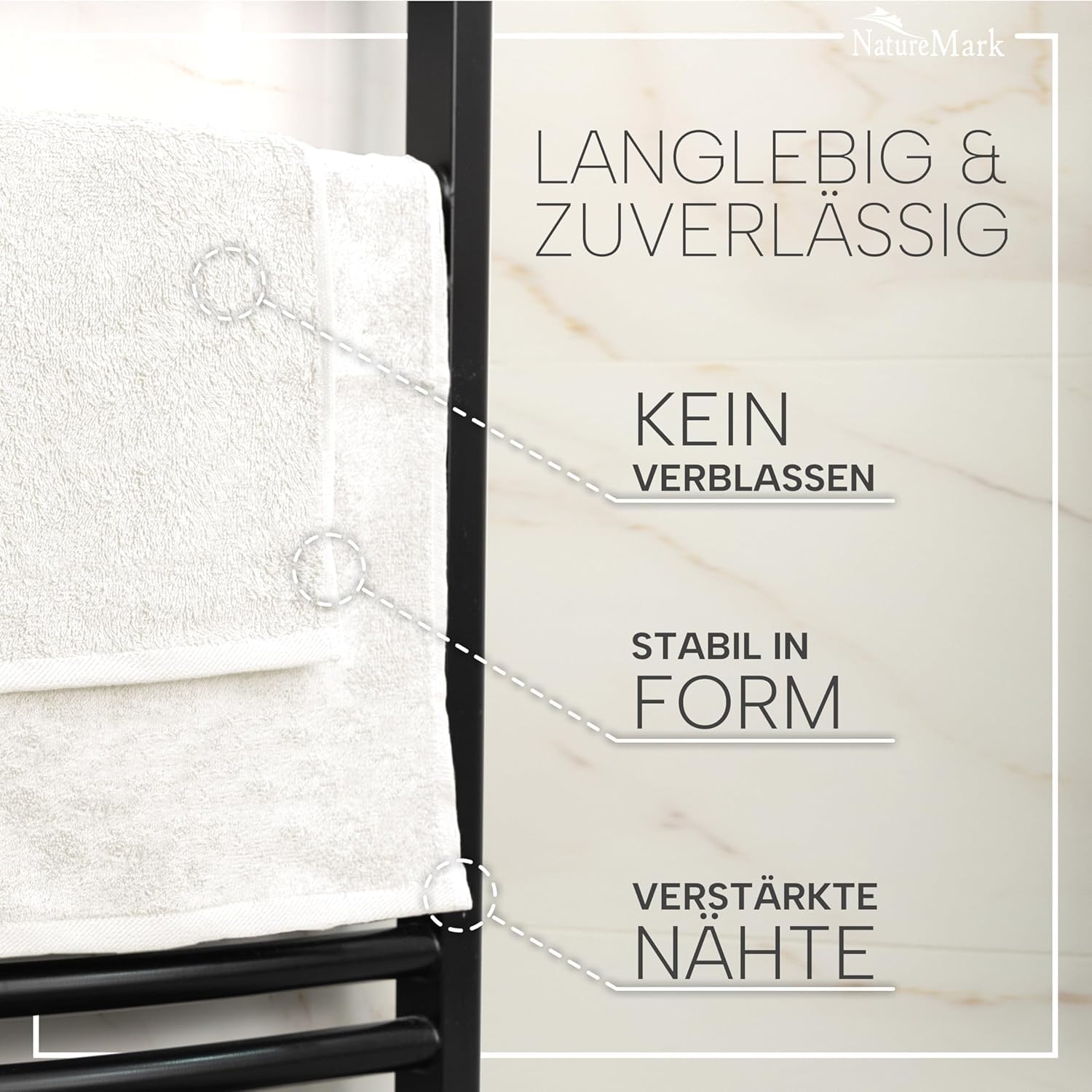 NatureMark Gästetücher – 20er Pack (30x50 cm), 100% Baumwolle, Oeko-TEX Zertifiziert, weich, saugfähig und pflegeleicht – Für Bad, Gäste & Spa – Natur/Creme 4