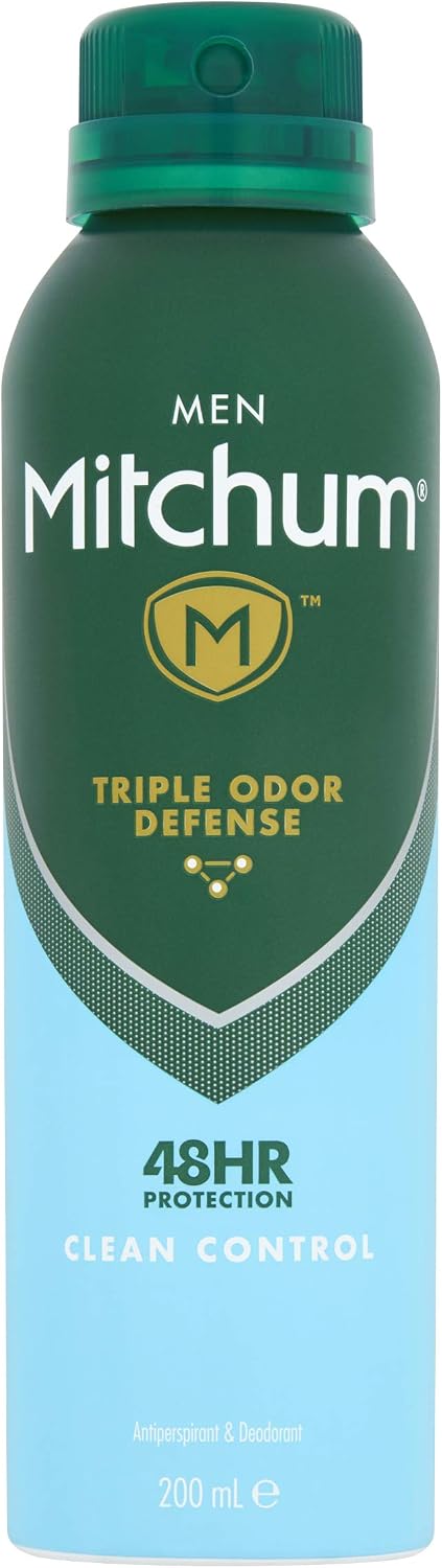 Mitchum Men Triple Odor Defense 48HR Protection Aerosol Deodorant & Anti-Perspirant, Clean Control, 200 ml