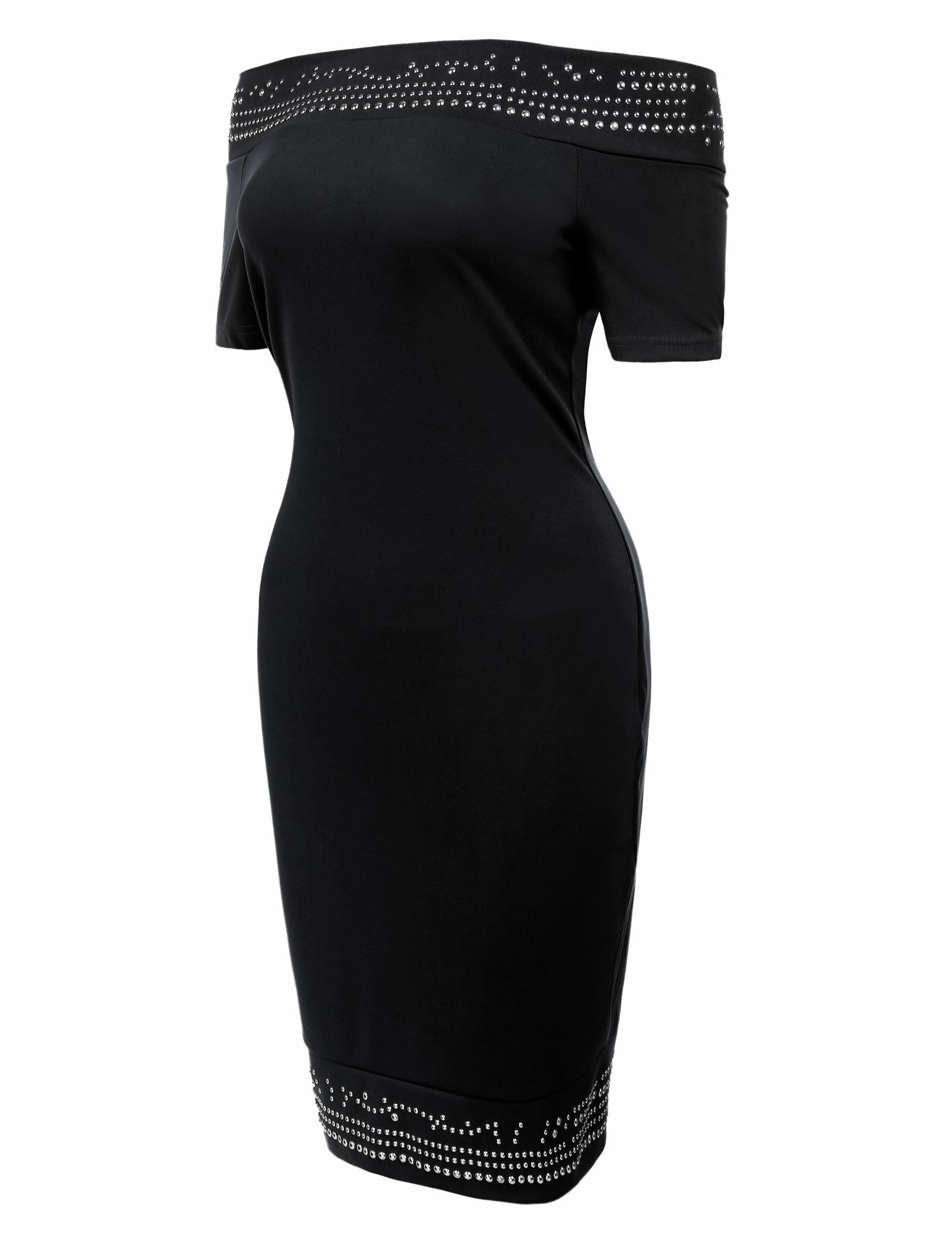 Zeagoo Women Sexy Short Sleeve Off Shoulder Little Black Party Pencil Dress