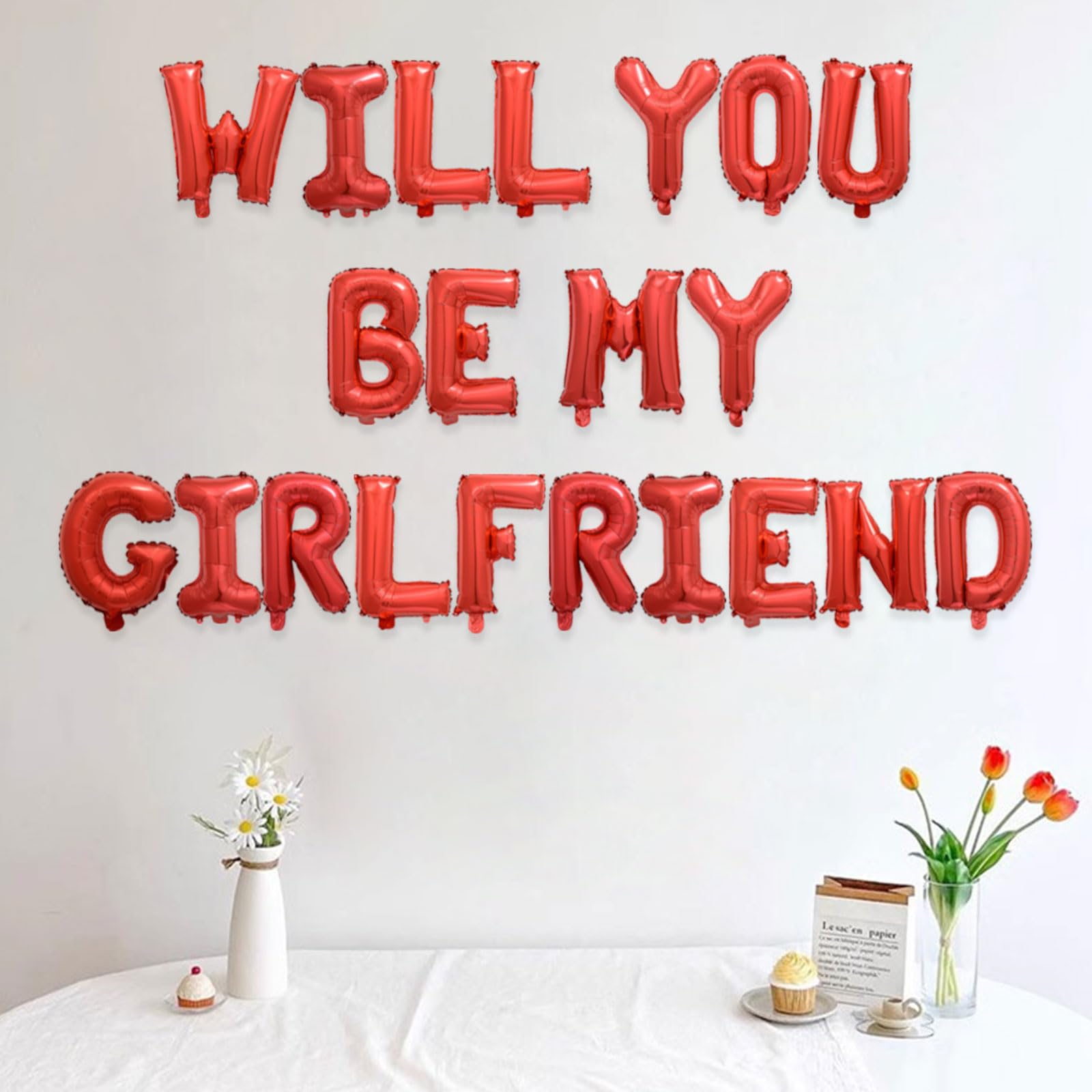 Photo 1 of 2 Set 42Pcs Red Will You Be My Girlfriend Letter Balloons 16in Balloon Foil Letter Decorations Party Decor Red Letter Balloons Will You Be My Girlfriend Party Supplies