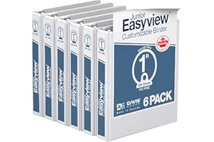 Easyview Premium, 1-Inch Mini Binder, 3-Ring Binders for School, Office, or Home, Colored Binder Notebooks, Pack of 6, Round 