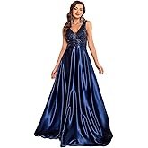BluePlum Sleeveless Satin Prom Dress