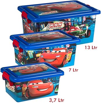 CARS Lote 3 Cajas Ordenación 3,7 L / 7 L / 13 L: Amazon.es: Juguetes y juegos