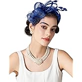 SWEETV Fascinators Headband with Feather, Women's Tea Party Hat for Kentucky Derby, Cocktail, Wedding, Fancy Dress Party