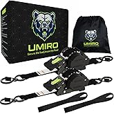 Retractable Ratchet Straps 1 Inch x 12 Feet Heavy Duty Tie Downs Auto Retract Ratchet Strap 1760lb Break Strength Self Retracting for Truck,Cargo,Trailer,Motorcycle,ATV,UTV (Black-Green,2 Pack)