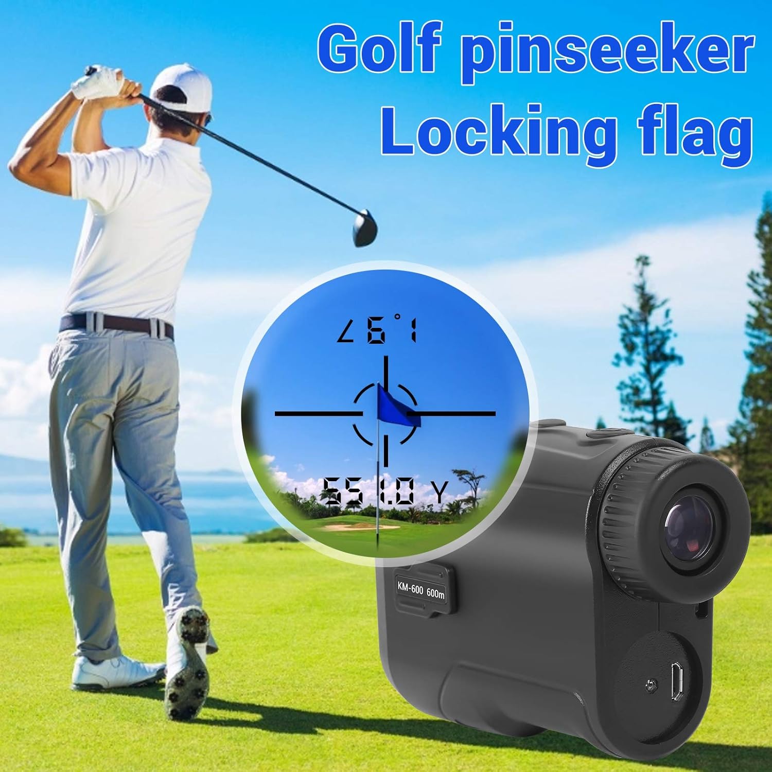 AIRSSON Golf Rangefinder Laser Rechargeable: 650 Yards Range Finder with Slope, 6X Magnification Range Pinseeker Distance Rangefinder for Hunting & Golfing : Sports & Outdoors