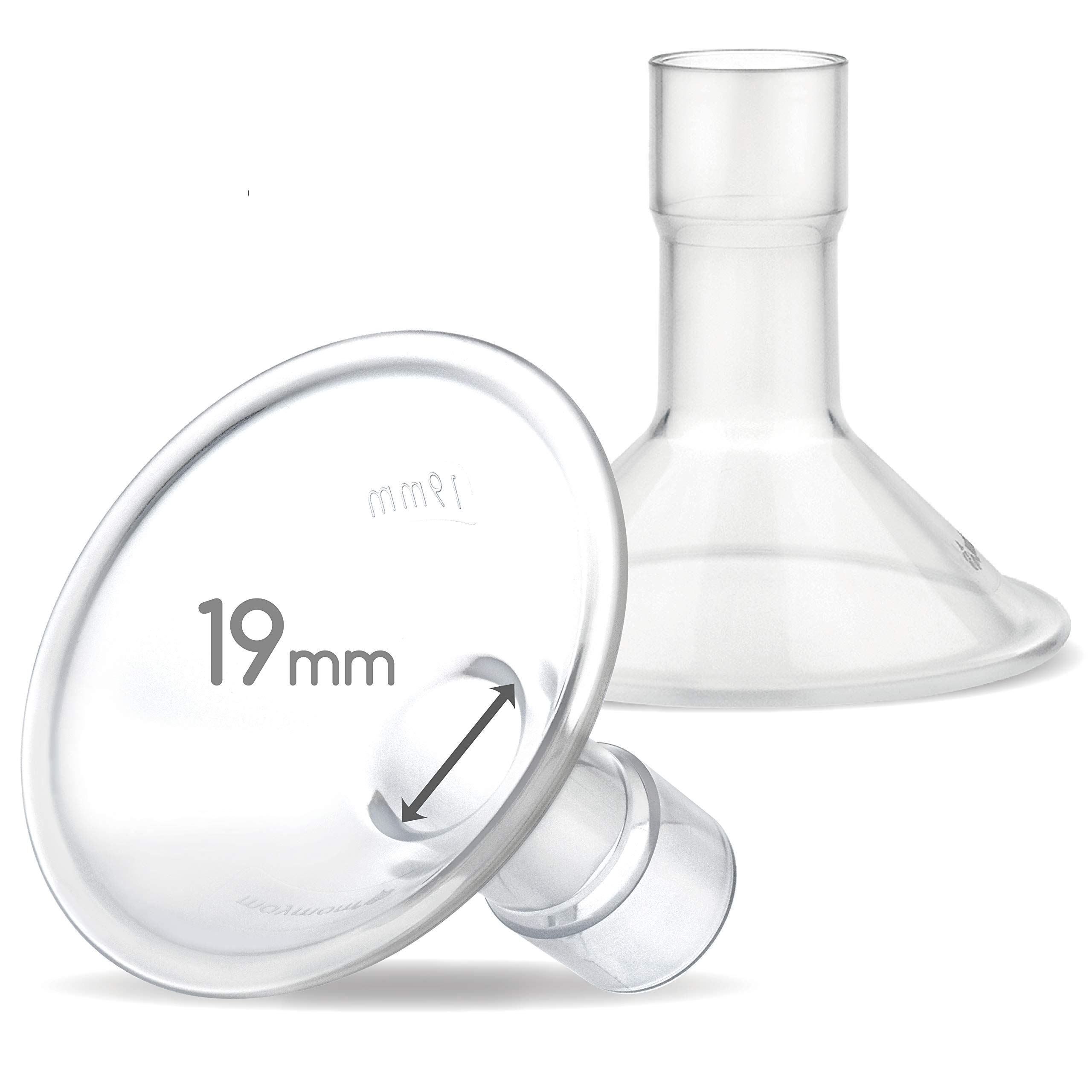 Maymom Myfit 19 Mm Shields; Compatible with Medela Breast Pump- Personalfit, Freestyle, Harmony, Maxi, Freestyle Flex Connector; Connect to Widemouth/Narrow Connector, 2 Pcs