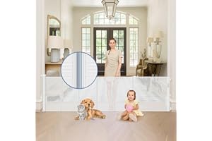 SAIR PET Reinforced 90 Inch Wide Retractable Baby Gates for Doorways Extra Wide Outdoor Retractable Gate for Dogs Reinforced Bottom to Prevent Crawling Through Mesh Baby Gate Long Dog Gates Indoor Extra Long