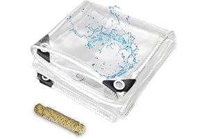 LCYFBE 4x6 Feet Clear Waterproof Tarp, Transparent Heavy Duty PVC Vinyl Tarpaulin Cover with Grommets, Anti-Tear Waterproof for Patio Outdoor Camping