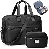 Expandable Personal Item Travel Duffle Bag Weekender Bag for Women Men, Overnight Hospital Carry On Bag with Toiletry Bag for Airplanes Travel Business Trips Sport,Black