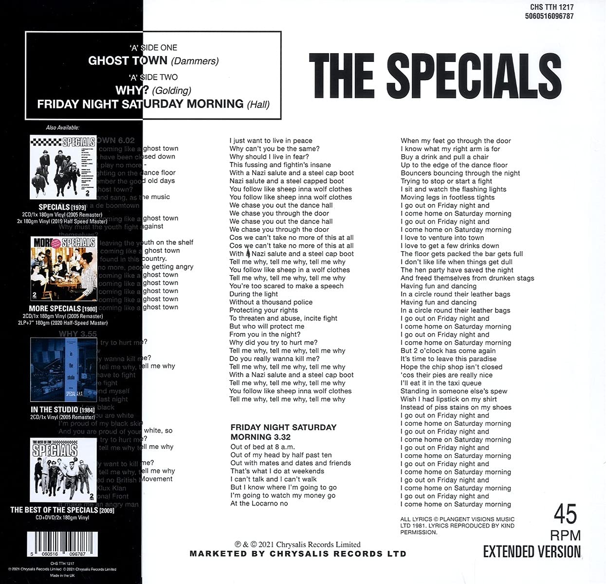The Specials Ghost Town 40th Anniversary Half Speed Master Amazon Com Music
