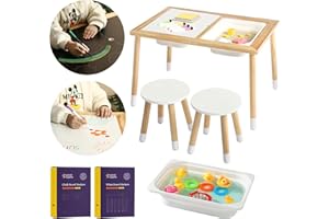 Special Supplies Kid’s Sensory Table Set with Deep Water and Sand Bins, Writable Lids, Chalk and Dry Erase Markers for Active, Hands-On Learning, Fun Play, Arts and Crafts - Pine Wood (2 Bins)