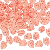 PATIKIL 100 Pcs Coral Flower Beads, 9x7mm Artificial Jasmine Flower Shell Floral Spacer Beads for Jewelry Making DIY Crafts Necklace Bracelet Earring Accessories, Pink