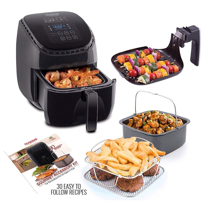 NUWAVE BRIO 3quart Healthy Digital Air Fryer with 6 Cooking