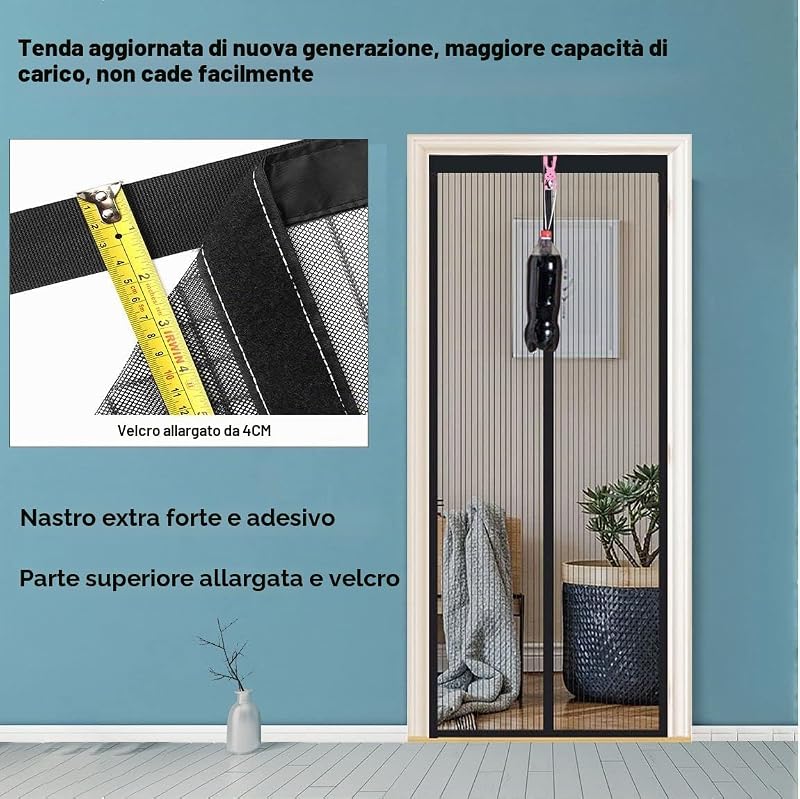 Zanzariera Magnetica per Porte 90 x 210 cm, Tenda Magnetica Zanzariera Porta, Nessun Attrezzo Richiesto, Facile da Installare, Adatto a Bambini e Animali Domestici, Grigio Puro