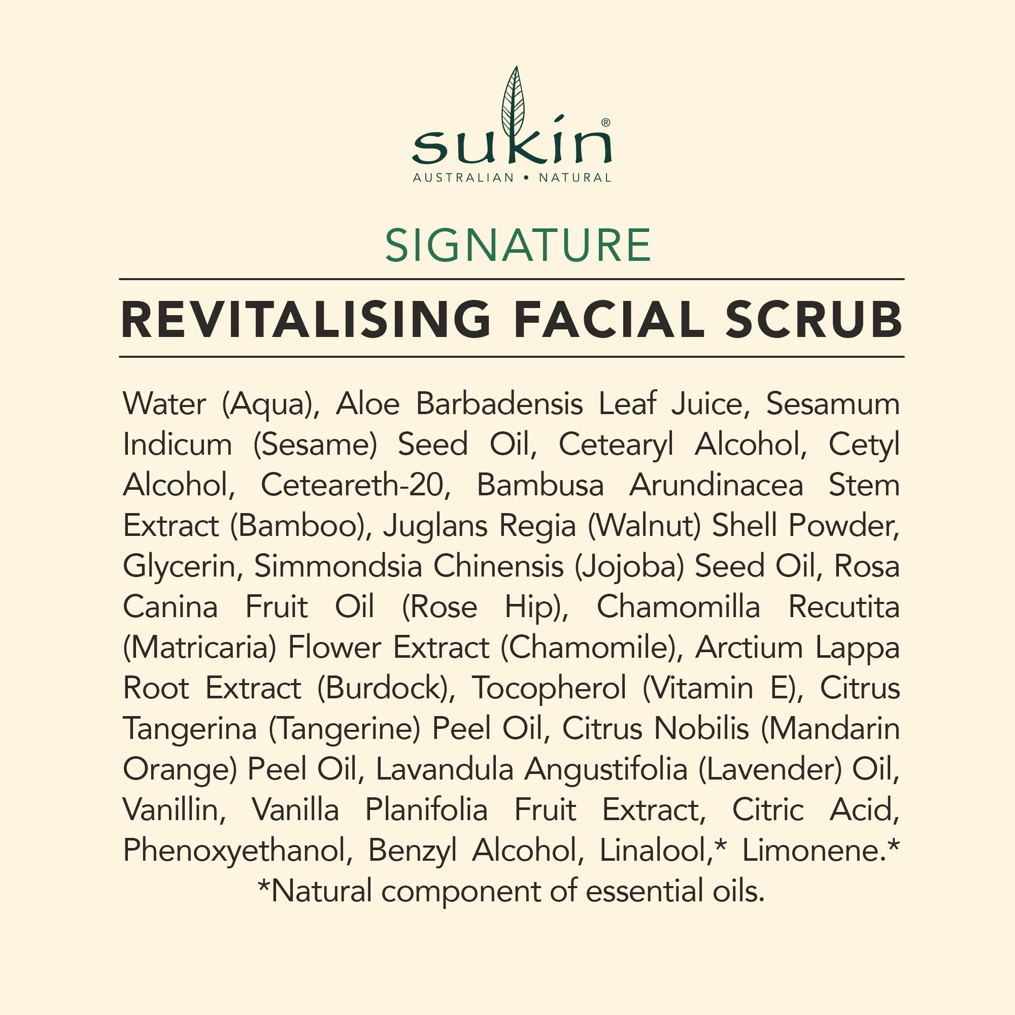Sukin Organics Revitalizing Face Scrub, Hydrating Cream-Based Facial Exfoliator with Bamboo Extract & Walnut Shell Exfoliant, Cleansing & Soothing, Normal to Dry Skin Types, Paraben Free, 4.23 Fl Oz