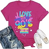 IFQ 90's Shirt for Women I Love The 90's T-Shirt Back to The 90s Tee Vintage Neon Party Music Tops