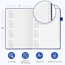 JUBTIC Password Book with Individual Alphabetical