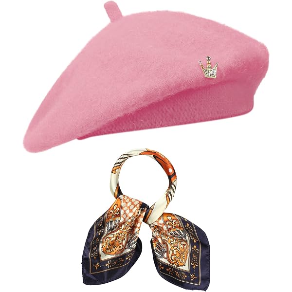Shinymoon 24-Piece Wool Beret Hat Bulk Set - Artist Beanies With Silk Scarves For Women & Girls