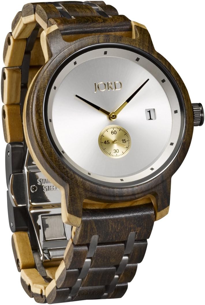 JORD Wooden Wrist Watches for Men - Hyde Series/Wood Watch Band/Wood Bezel/Analog Quartz Movement - Includes Watch Box