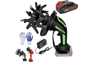 2-in-1 Cordless Tiller & Cultivator with Extension Pole, 24V Battery Powered Handheld Garden Tiller, Lightweight Electric Soi