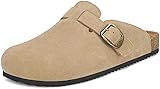 Unisex Suede Leather Clogs Mens Womens Genuine Cork
