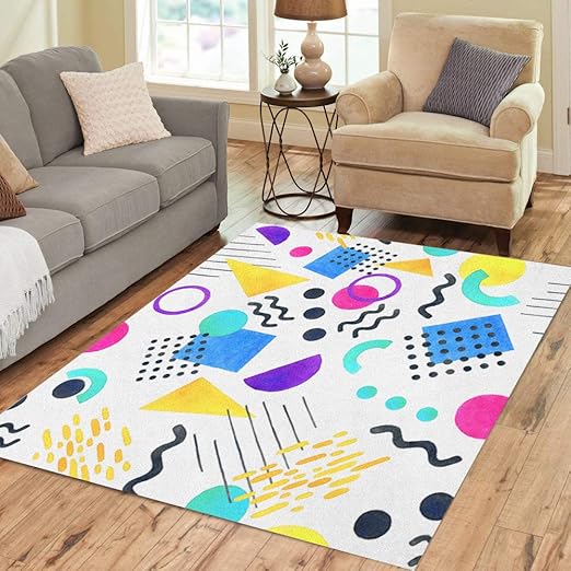 Amazon Com Semtomn Area Rug 3 X 5 Memphis Of Geometric Shapes