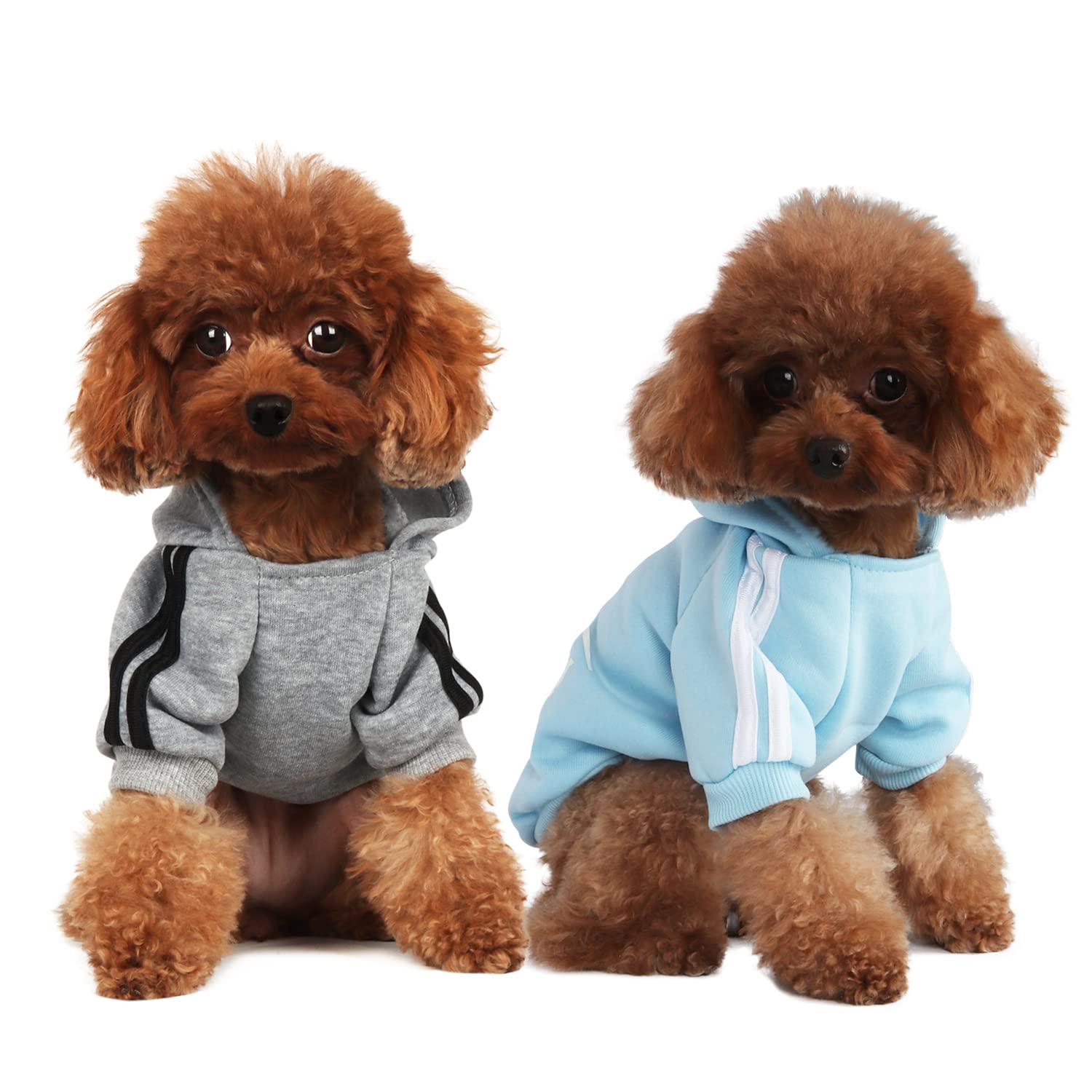 PenghaiYunfei Dog Sweatshirt Hoodie 2 Pack Pet Puppy Sweaters for Small Dogs Girl Boy Chihuahua Doggie Clothes Outfit Apparel Cats Clothing Coats (Grey/Light blue, Medium)