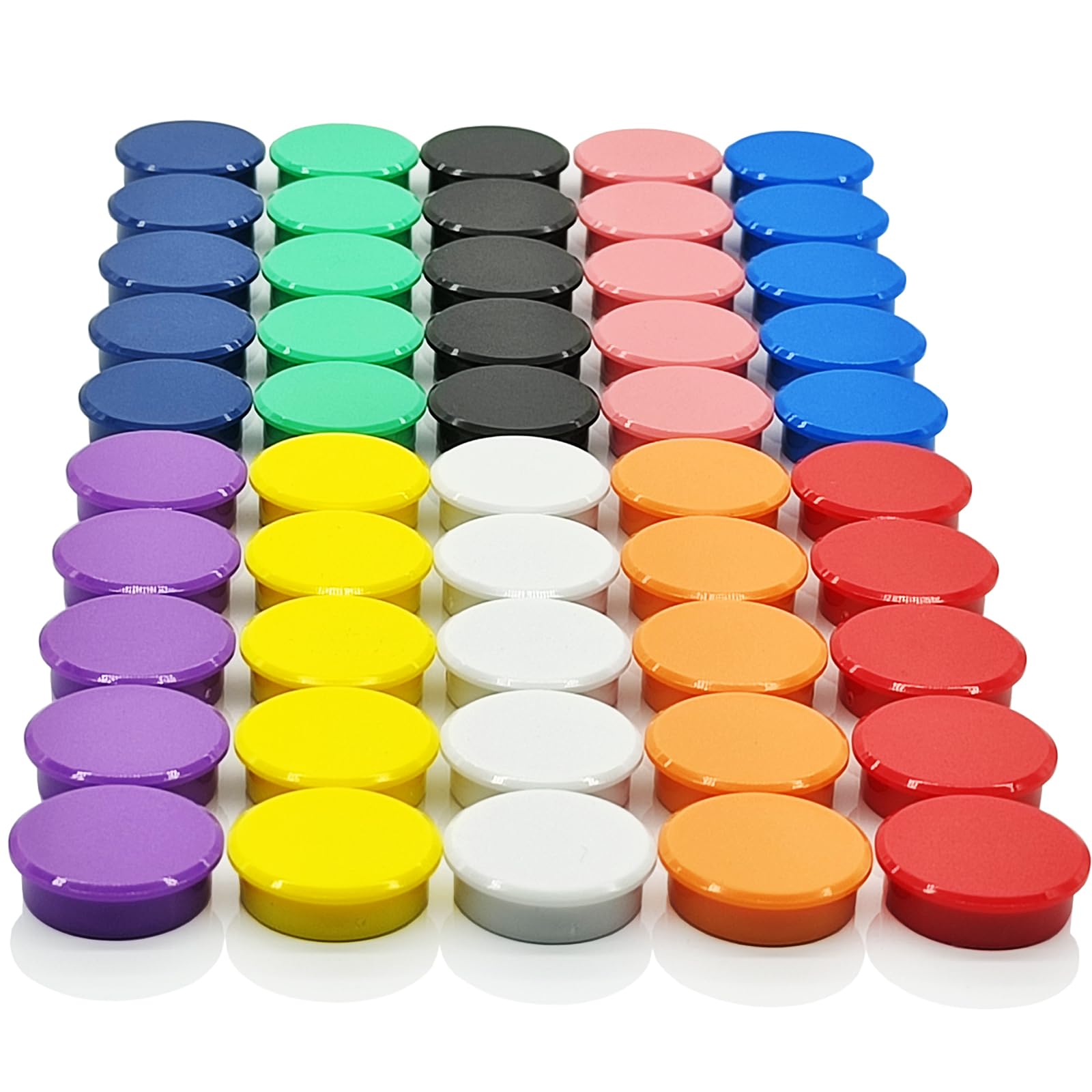 PYJLBX Fridge Magnets 50 Pack, Strong Small Round Magnets for Whiteboard, Notice Board & Crafts, Colourful Cute Mini Magnetic Pins, Heavy Duty Multi-Colour Magnets for Office Home Classroom,10 Colours