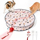 Cheerble Interactive Cat Toys 2 in 1, Automatic Moving Cat Ball with Tail &amp; 7 Holes Play Mat, Hide and Seek Mouse Catching Game for Indoor Cats, Motion Activated Rechargeable Chirping Kitten Toys