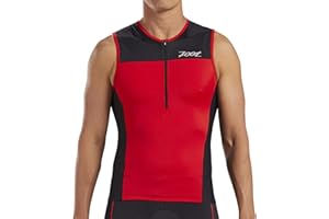 Zoot Men’s Core Tri Tank, Performance Triathlon Race Tank Top, UPF 50+ Fabric, Rear Pockets, Mesh Panels, & Cam Lock Zipper